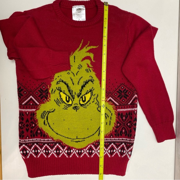 The Grinch Boys Small Red Knit Holiday Sweater Christmas Dr. Seuss 2023 - Picture 14 of 15